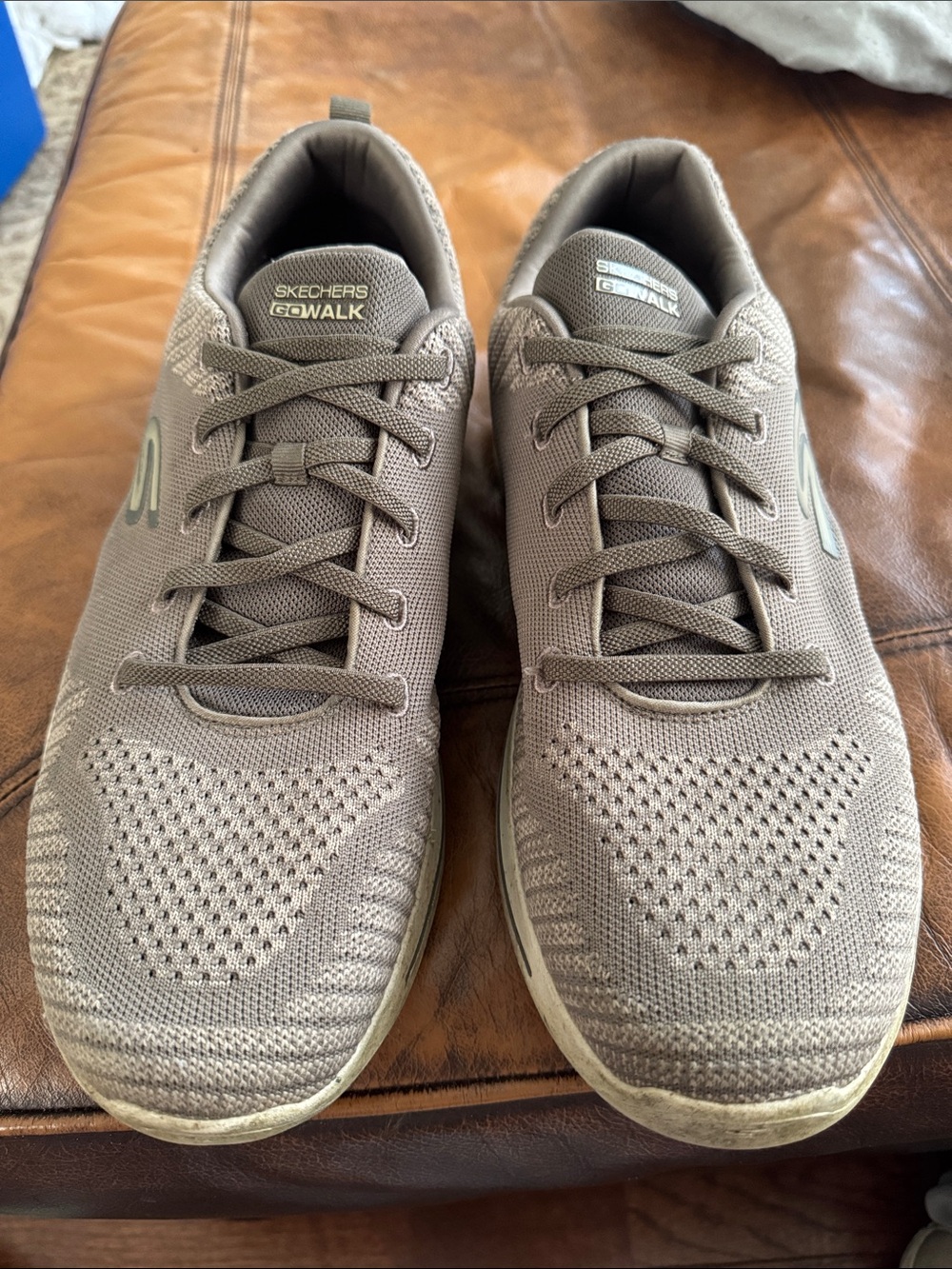 Skechers GOwalk Men’s Taupe Knit Lace-Up Walking Sneakers
